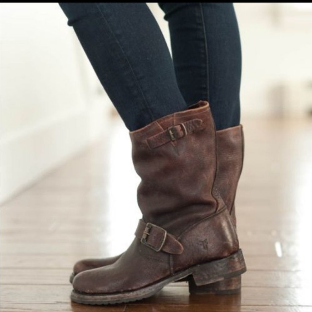 Frye Women's Veronica Slouch Short Leather Boot Dark Brown NWOT